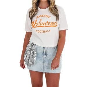 NEW LIVYLU football stencil cropped tee in off white